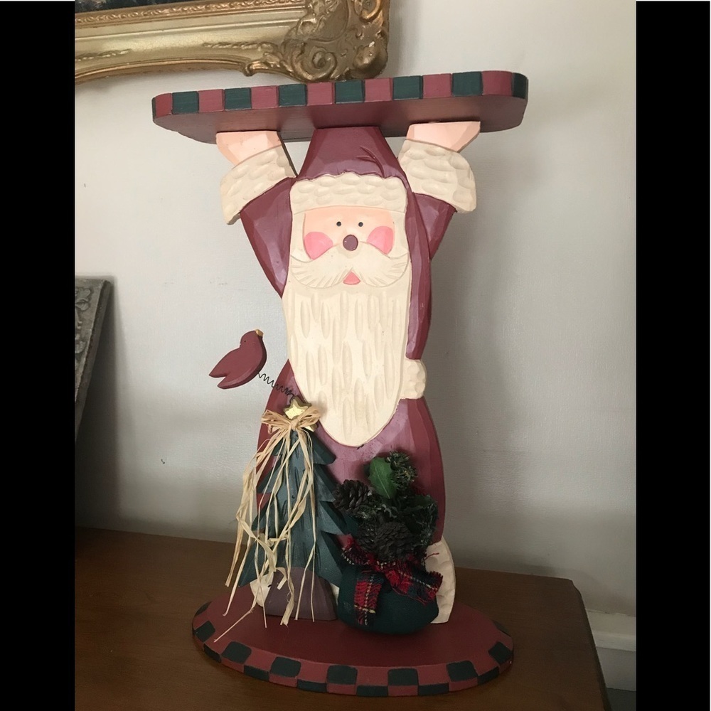 ❤️Rare Vintage Hand Painted Wooden Santa